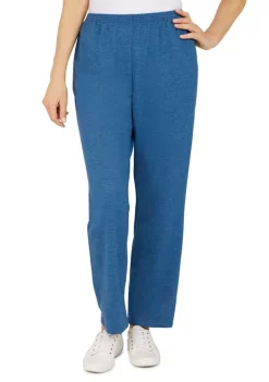 Best deal 🎉 Alfred Dunner Petite Floral Park French Terry Pull-On Straight Leg Pants In Short Length 👍