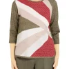 Wholesale ❤️ Alfred Dunner Petite Copper Canyon Color Block 3/4 Sleeve Sweater ✨