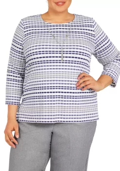 Brand new ❤️ Alfred Dunner Plus Size Textured Stripe Print Knit Top 🤩 -Alfred Dunner Sales Belk 474