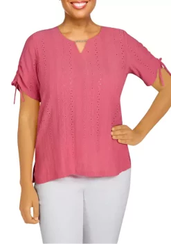 Best Sale 🎁 Alfred Dunner 👩 Women's Classics Eyelet Knit Top 🥰 -Alfred Dunner Sales Belk 488