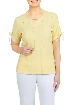 Best Sale 🎁 Alfred Dunner 👩 Women's Classics Eyelet Knit Top 🥰 -Alfred Dunner Sales Belk 489