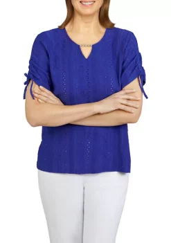 Best Sale 🎁 Alfred Dunner 👩 Women's Classics Eyelet Knit Top 🥰 -Alfred Dunner Sales Belk 491