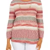 Deals 💯 Alfred Dunner Petite Copper Canyon Three-Quarter Sleeve Striped Sweater With Removable Necklace 🧨 -Alfred Dunner Sales Belk 50