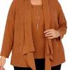 Best Sale 😍 Alfred Dunner Plus Size Madagascar 2-In-1 Cascade Hemline Top With Removable Necklace 🥰 -Alfred Dunner Sales Belk 530