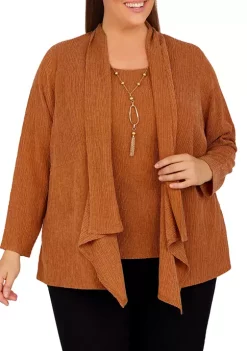Best Sale π Alfred Dunner Plus Size Madagascar 2-In-1 Cascade Hemline Top With Removable Necklace π₯°