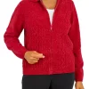 Flash Sale 🧨 Alfred Dunner Plus Size Classics Zip Front Chenille Cardigan 🎁 -Alfred Dunner Sales Belk 537