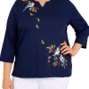 Deals 🛒 Alfred Dunner Plus Size Classics Birds Leaves Top ❤️ -Alfred Dunner Sales Belk 559