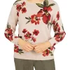 Budget 🎉 Alfred Dunner Petite Copper Canyon Crew Neck Long Sleeve Floral Print Sweater 👍 -Alfred Dunner Sales Belk 56