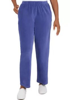 Top 10 👏 Alfred Dunner 👩 Women's Velour Pull-On Straight Leg Average Length Pants ✨ -Alfred Dunner Sales Belk 578