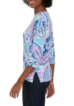 Coupon 🎁 Alfred Dunner Petite Paisley Print Knit Top ✨ -Alfred Dunner Sales Belk 609