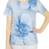Coupon ✔️ Alfred Dunner Plus Size Short Sleeve Floral Striped Tie Dye T-Shirt 😀 -Alfred Dunner Sales Belk 611