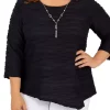 Discount 🎉 Alfred Dunner Plus Size Classics F2 Solid Texture Top With Necklace ❤️