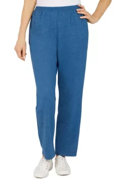 New 😀 Alfred Dunner 👩 Women's Floral Park French Terry Pull-On Straight Leg Pants In Short Length ✨