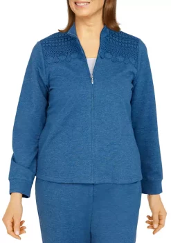 Best reviews of 🛒 Alfred Dunner Petite Funnel Neck Long Sleeve Heather Knit Jacket 😀 -Alfred Dunner Sales Belk 661