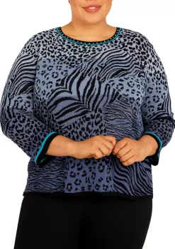Buy 😍 Alfred Dunner Plus Size Ombré Animal Skin Jacquard Top 🔥