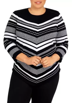 Flash Sale 🧨 Alfred Dunner Plus Size Classics Chevron Texture Sweater 👍