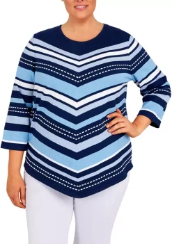 Flash Sale 🧨 Alfred Dunner Plus Size Classics Chevron Texture Sweater 👍 -Alfred Dunner Sales Belk 682