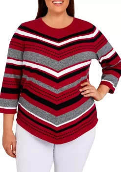Flash Sale 🧨 Alfred Dunner Plus Size Classics Chevron Texture Sweater 👍 -Alfred Dunner Sales Belk 683