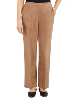 Best deal 🥰 Alfred Dunner Plus Size Copper Canyon Suede Pull-On Straight Leg Pants in Short Length 😍 -Alfred Dunner Sales Belk 687