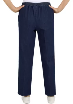 Wholesale ⌛ Alfred Dunner Petite Lake Placid Pull-On Straight Leg 👖 Jeans In Regular Length 😉 -Alfred Dunner Sales Belk 693