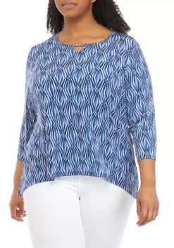 Deals ❤️ Alfred Dunner Plus Size Abstract Print Knit Top ✔️