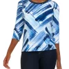 Hot Sale 😀 Alfred Dunner Petite Brushstroke Print Knit Top ✨ -Alfred Dunner Sales Belk 718
