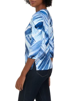 Hot Sale 😀 Alfred Dunner Petite Brushstroke Print Knit Top ✨ -Alfred Dunner Sales Belk 720