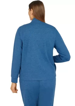 Cheap 🛒 Alfred Dunner 👩 Women's Floral Park Funnel Neck Long Sleeve Heather Knit Jacket 🌟 -Alfred Dunner Sales Belk 723