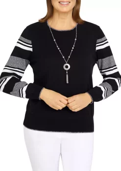 Best deal 🔥 Alfred Dunner Petite Striped Sleeve Sweater 🔥 -Alfred Dunner Sales Belk 744
