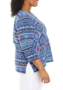 Best Sale 🎁 Alfred Dunner Plus Size Diamond Print Knit Top 🌟 -Alfred Dunner Sales Belk 747