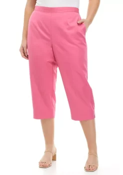 Flash Sale 🥰 Alfred Dunner Plus Size Solid Heat Set Capris 🧨 -Alfred Dunner Sales Belk 759