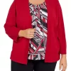 Discount ⌛ Alfred Dunner Plus Size Empire State 3/4 Sleeve Sweater With Removable Necklace 🎁 -Alfred Dunner Sales Belk 761