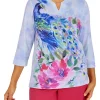 Buy 🌟 Alfred Dunner 👩 Women's Peacock Print Knit Top 🥰 -Alfred Dunner Sales Belk 774