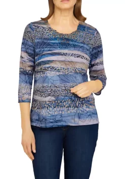 Top 10 🧨 Alfred Dunner 👩 Women's Classics Animal Biadere Burnout Print Top 🛒 -Alfred Dunner Sales Belk 779