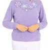 Cheapest 👍 Alfred Dunner 👩 Women's Crew Neck Long Sleeve Floral Chenille Sweater 🌟 -Alfred Dunner Sales Belk 780