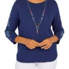 Best Pirce 🤩 Alfred Dunner Plus Size Lake Placid Embroidered Sweater With Detachable Necklace 😀