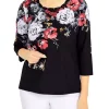 Top 10 🥰 Alfred Dunner 👩 Women's Crew Neck 3/4 Sleeve Floral Print Top 🔥 -Alfred Dunner Sales Belk 797