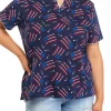 Discount 💯 Alfred Dunner Plus Size Short Sleeve Flag Print T-Shirt 🔥 -Alfred Dunner Sales Belk 807