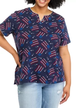 Discount π― Alfred Dunner Plus Size Short Sleeve Flag Print T-Shirt π₯