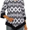 Budget 🎁 Alfred Dunner 👩 Women's Empire State Textured Geometric Print Top with Removable Necklace 😉 -Alfred Dunner Sales Belk 811