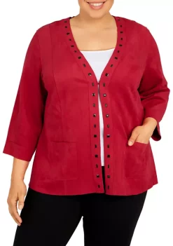 Coupon ⭐ Alfred Dunner Plus Size Suede Jacket with Stones ✨