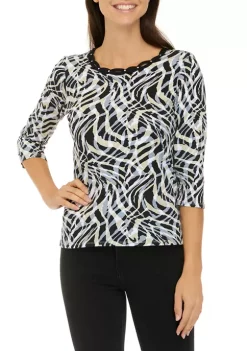 Wholesale 𧨠Alfred Dunner Petite Abstract Animal Print Knit Top π