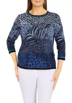 Best Sale 👏 Alfred Dunner Petite Ombré Animal Skin Sweater 🎁