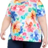 Hot Sale ⌛ Alfred Dunner Plus Size Watercolor Print Top 😍 -Alfred Dunner Sales Belk 889