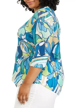 Deals 👍 Alfred Dunner Plus Size Stained Glass Floral Tunic Top 🧨 -Alfred Dunner Sales Belk 923