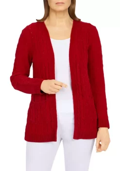 Hot Sale 😍 Alfred Dunner 👩 Women's Open Front Chenille Cardigan with Pockets 💯 -Alfred Dunner Sales Belk 93