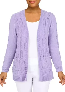 Hot Sale 😍 Alfred Dunner 👩 Women's Open Front Chenille Cardigan with Pockets 💯 -Alfred Dunner Sales Belk 94
