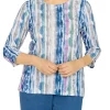 Cheapest 🎁 Alfred Dunner 👩 Women's Floral Park Crew Neck 3/4 Sleeve Tie Dye Print Top 😀