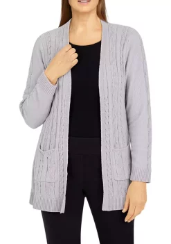 Hot Sale 😍 Alfred Dunner 👩 Women's Open Front Chenille Cardigan with Pockets 💯 -Alfred Dunner Sales Belk 96