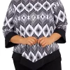 Outlet 🧨 Alfred Dunner Plus Size Empire State Texture Crewneck Bell Sleeve Geo-Print Top With Detachable Necklace ⌛